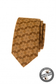 Okkersárga mintás pamut nyakkendő