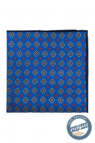 Gyönyörű kék mintás selyem díszzsebkendő