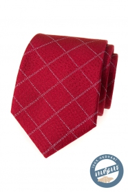 Piros selyem nyakkendő rácsos mintával