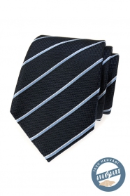 Kék selyem nyakkendő csíkkal díszdobozban
