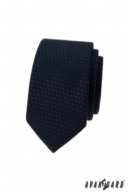 Kék vékony nyakkendő barna pöttyös